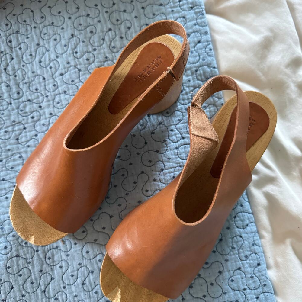 Isabel Marant Okya Clogs in Natural Open Toe Leather Upper Size 40 casual summer - Picture 6 of 12